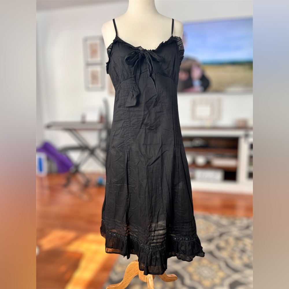 Sharagano Black Midi Dress with Bow